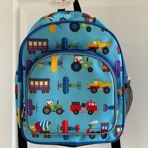 Olive Kids planes, trains & tractors backpack